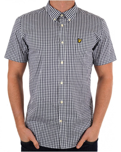 Lyle And Scott – Kurzärmliges Hemd mit Vichy-Karomuster, Marineblau
