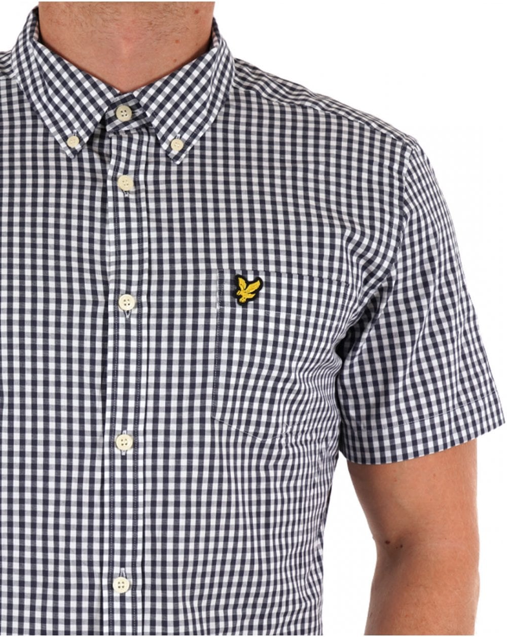 Lyle And Scott – Kurzärmliges Hemd mit Vichy-Karomuster, Marineblau