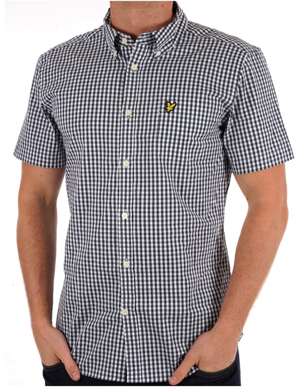 Lyle And Scott – Kurzärmliges Hemd mit Vichy-Karomuster, Marineblau