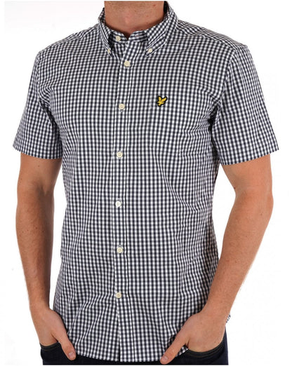 Lyle And Scott – Kurzärmliges Hemd mit Vichy-Karomuster, Marineblau