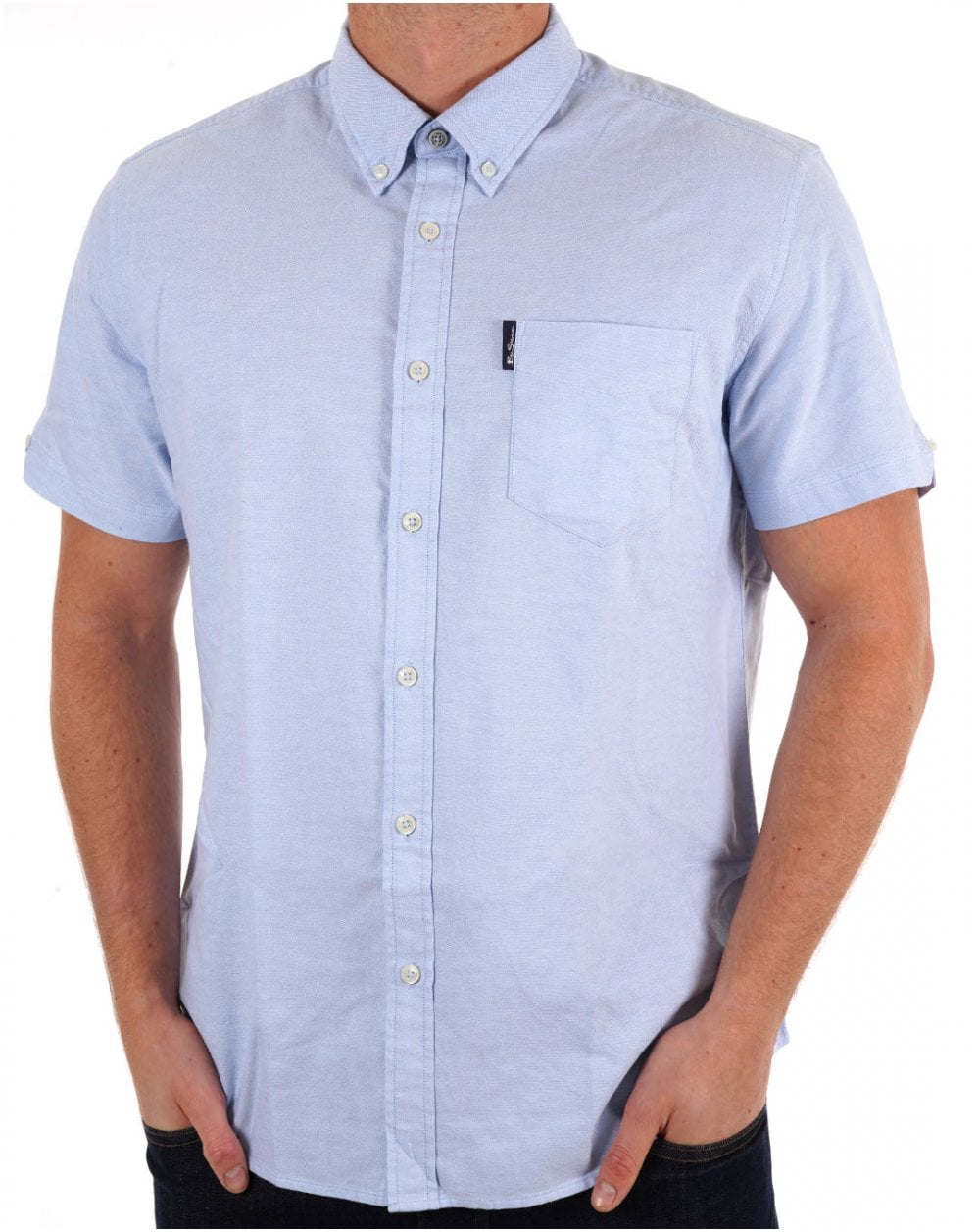 Ben Sherman – Kurzärmliges Oxford-Hemd in Himmelblau