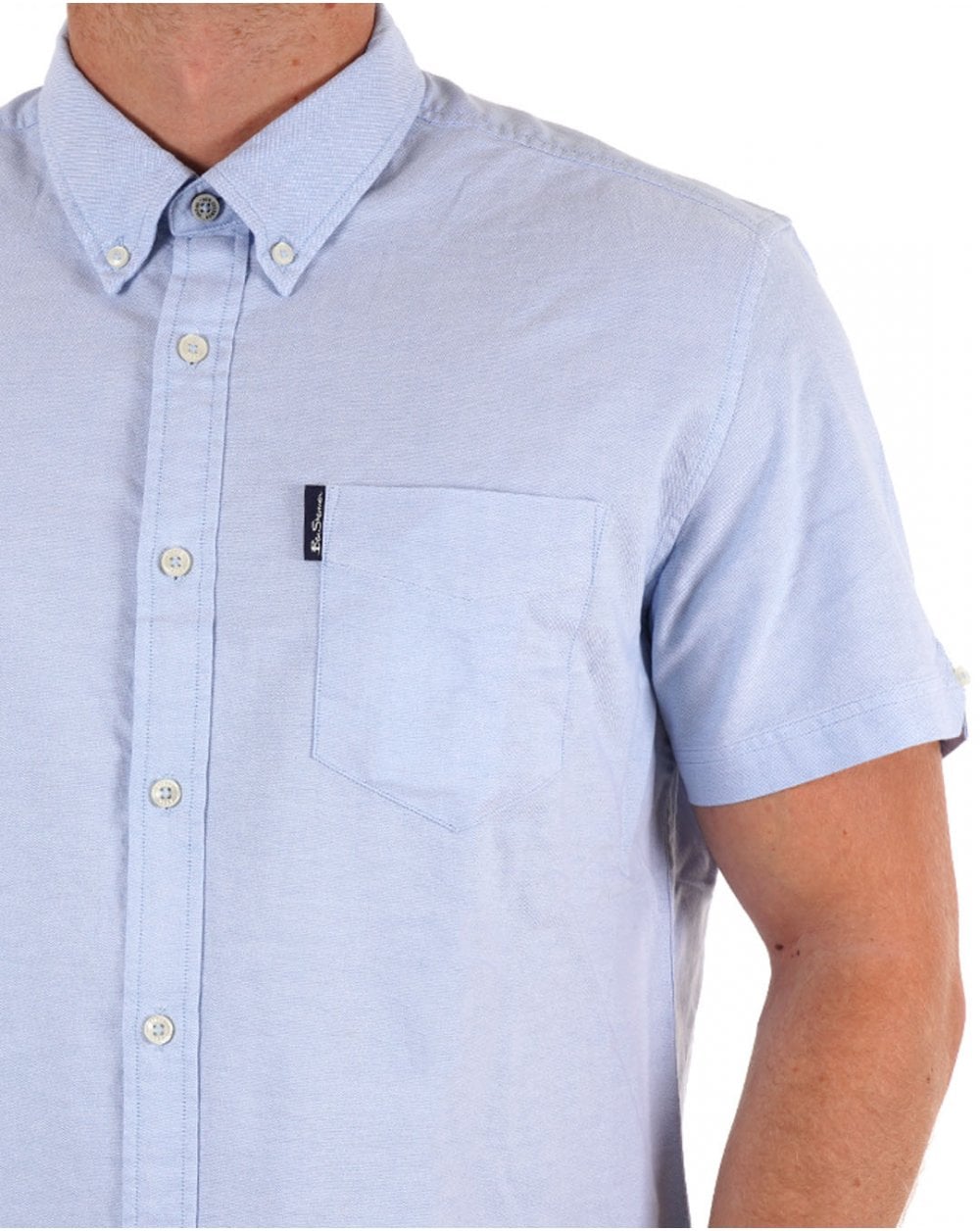 Ben Sherman – Kurzärmliges Oxford-Hemd in Himmelblau