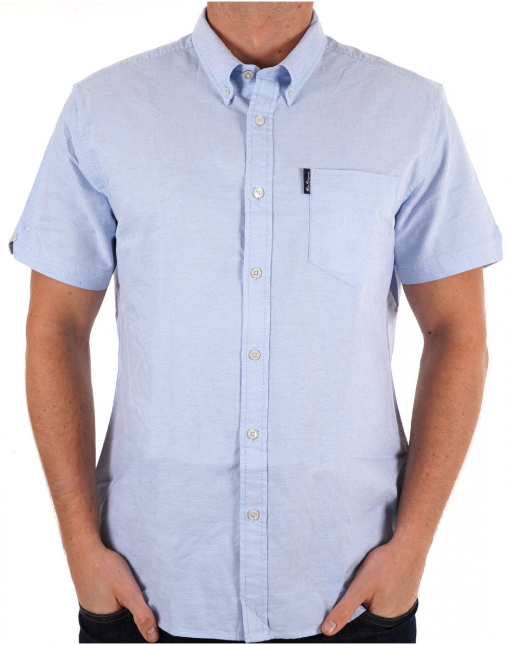 Ben Sherman – Kurzärmliges Oxford-Hemd in Himmelblau