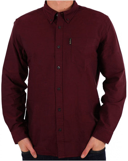 Ben Sherman – Langärmliges Oxford-Hemd in Burgunderrot