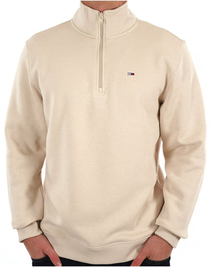 Tommy Jeans – Sweatshirt in Stein mit 1/4-Reißverschluss