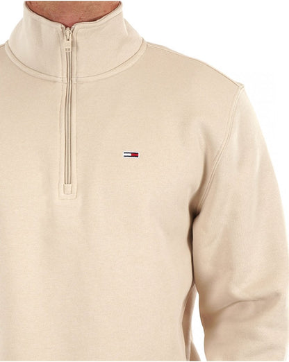 Tommy Jeans – Sweatshirt in Stein mit 1/4-Reißverschluss