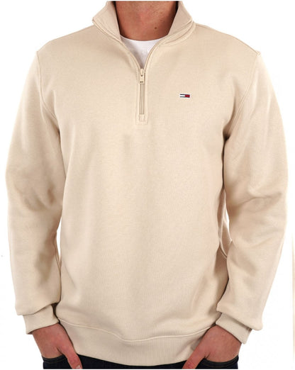 Tommy Jeans – Sweatshirt in Stein mit 1/4-Reißverschluss