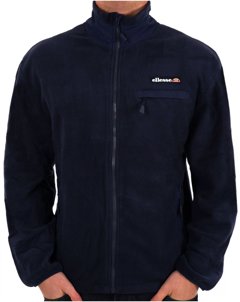 Ellesse – Fleece-Oberteil mit Reißverschluss in Marineblau