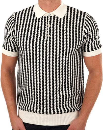 Ben Sherman – Poloshirt mit verdrehter Struktur, Elfenbein