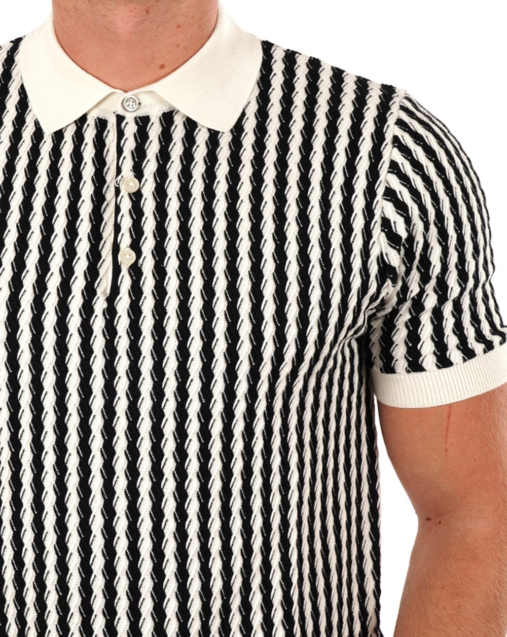 Ben Sherman – Poloshirt mit verdrehter Struktur, Elfenbein