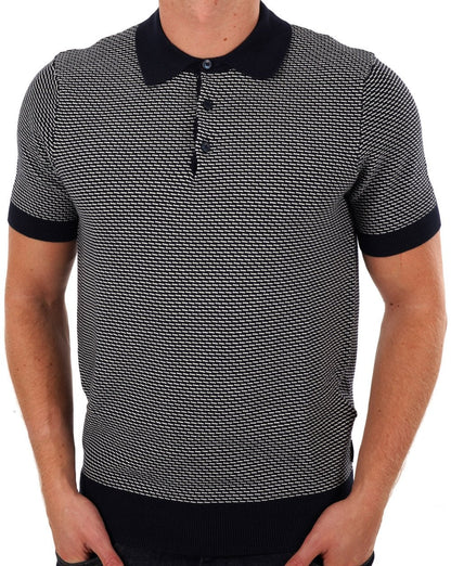Ben Sherman – Zweifarbiges, strukturiertes Poloshirt in Marineblau