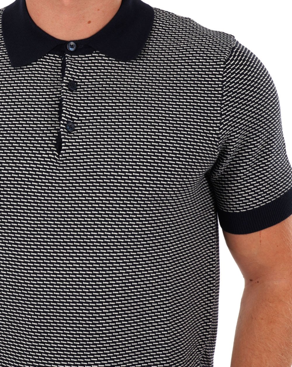 Ben Sherman – Zweifarbiges, strukturiertes Poloshirt in Marineblau