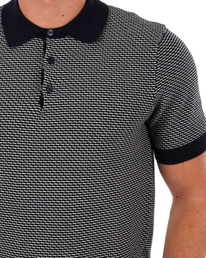 Ben Sherman – Zweifarbiges, strukturiertes Poloshirt in Marineblau