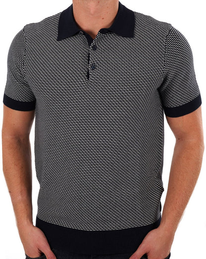 Ben Sherman – Zweifarbiges, strukturiertes Poloshirt in Marineblau