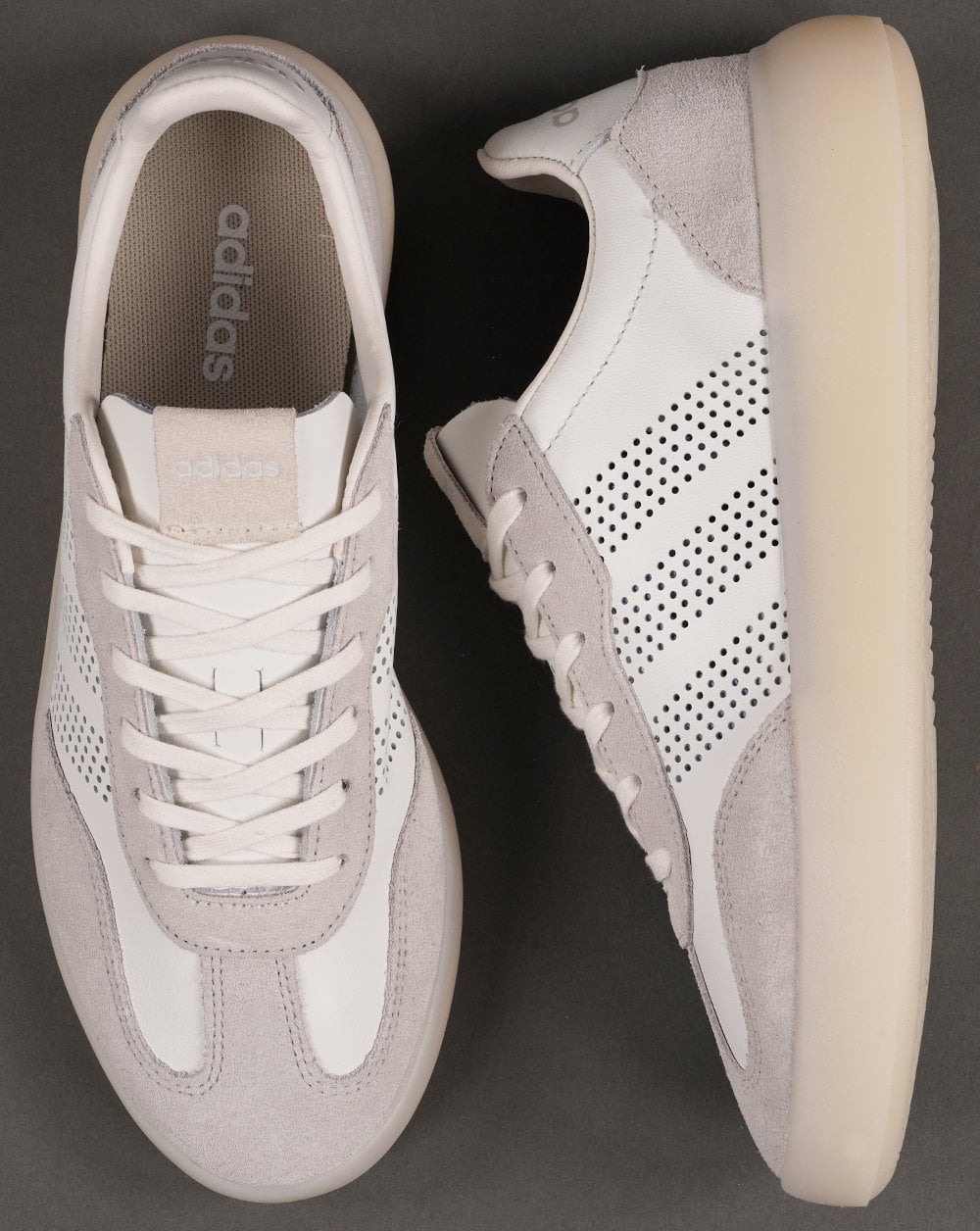 Adidas Barreda Leder-Sneakers Weiß/Graue Eissohle