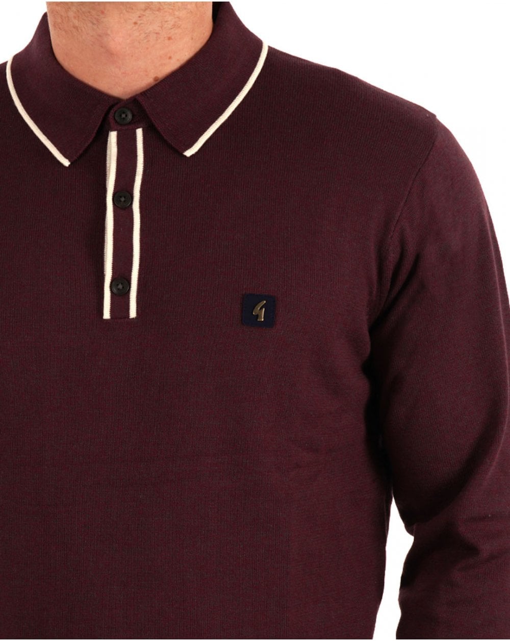 Gabicci Vintage Lineker LS Strickpolo Berry