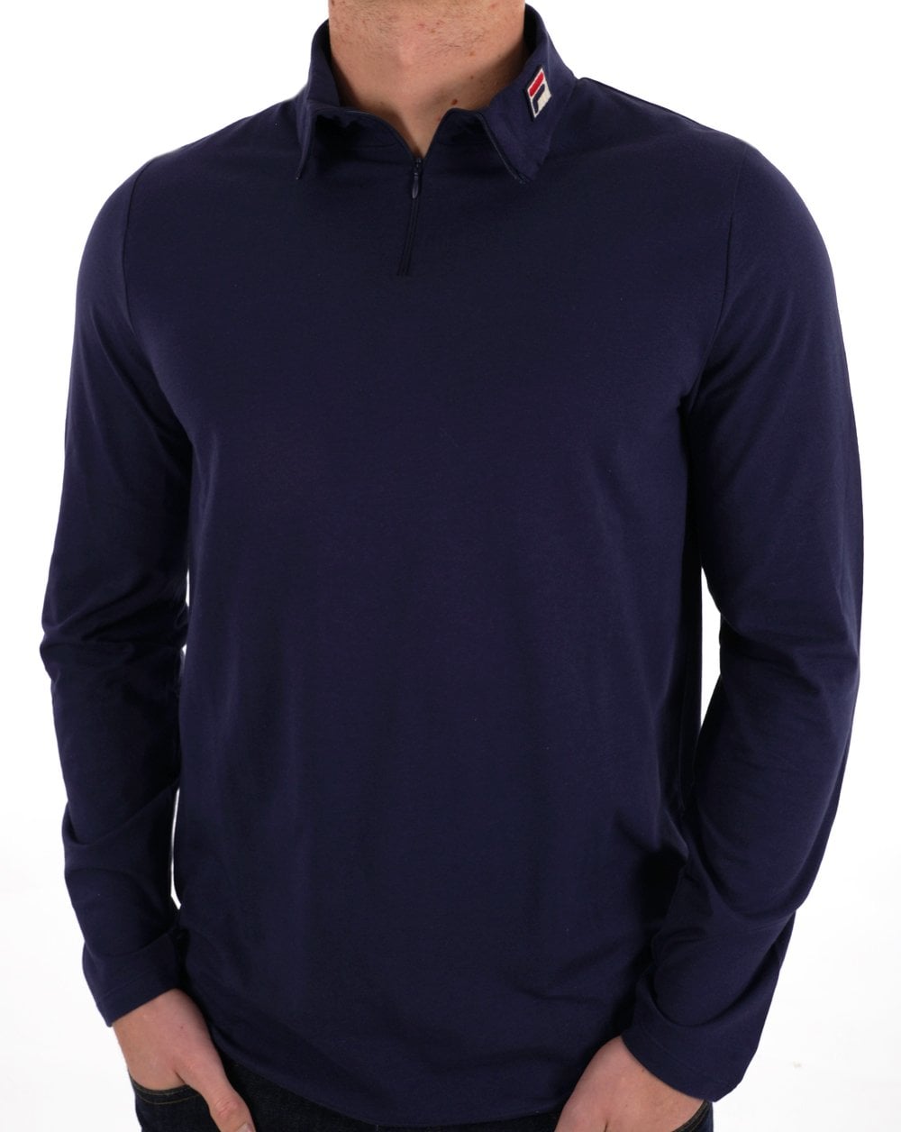 Fila Vintage Neil Rollkragenpullover mit Reißverschluss, Marineblau
