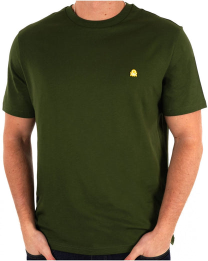 Benetton – T-Shirt mit kleinem Logo in dunklem Wald