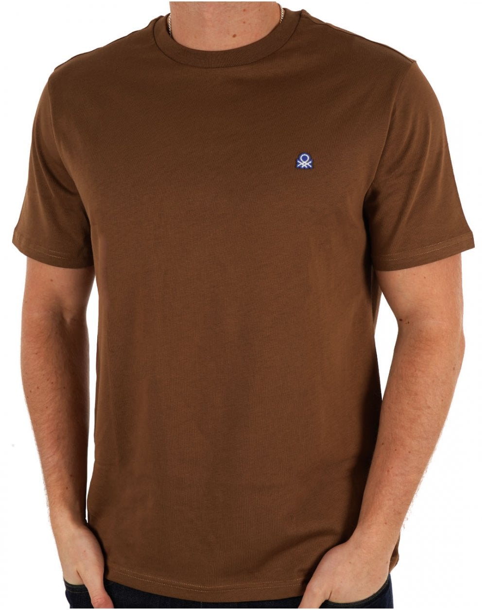 Benetton T-Shirt mit kleinem Logo in Braun