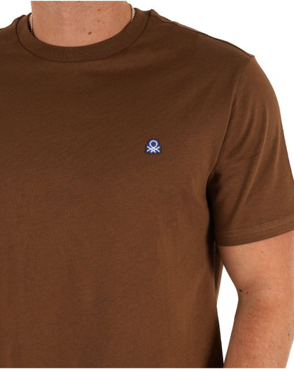 Benetton T-Shirt mit kleinem Logo in Braun