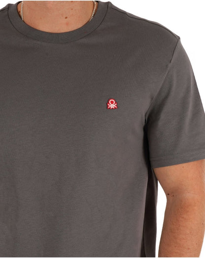 Benetton T-Shirt mit kleinem Logo in Anthrazit