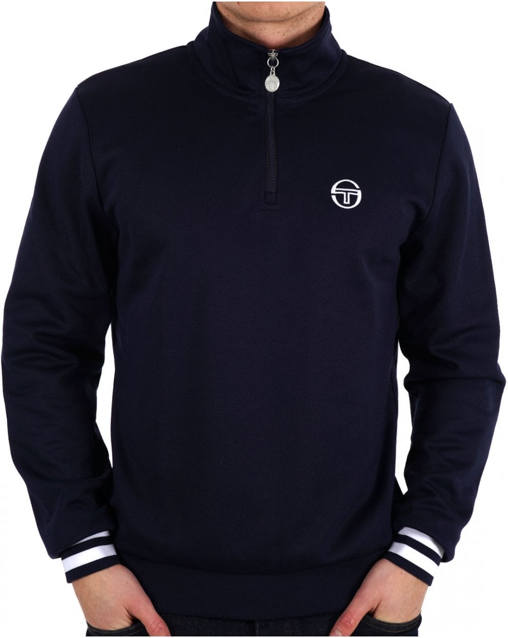 Sergio Tacchini Trainingsoberteil mit 1/4-Reißverschluss, Marineblau