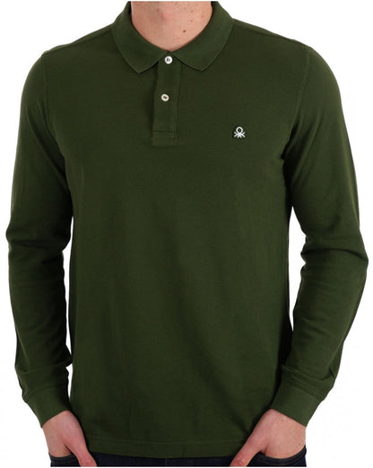 Benetton Langarm-Poloshirt Dark Forest