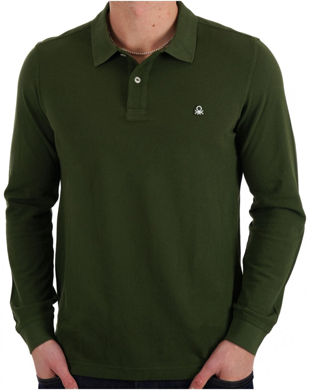 Benetton Langarm-Poloshirt Dark Forest