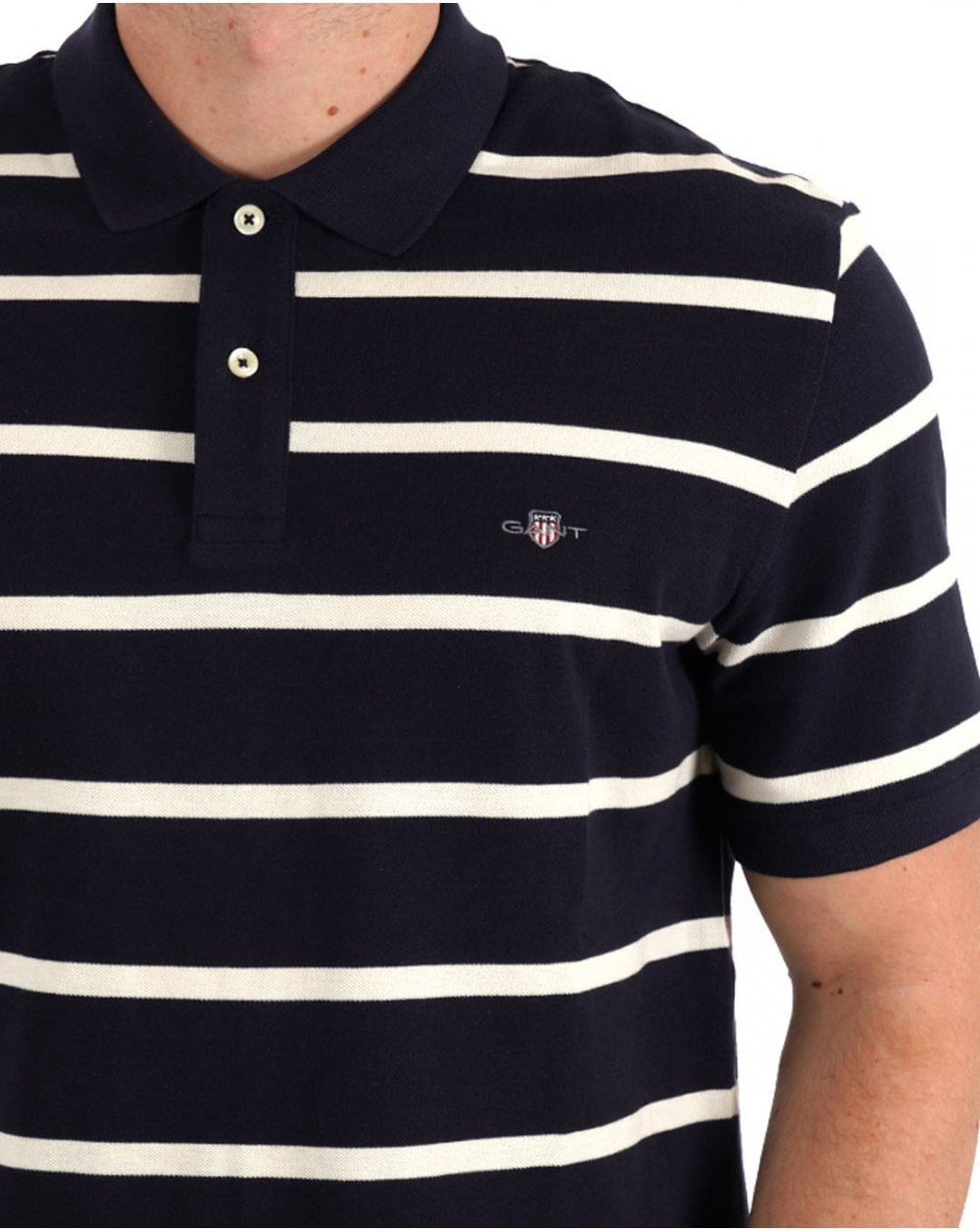 Gant Gestreiftes Poloshirt Marineblau