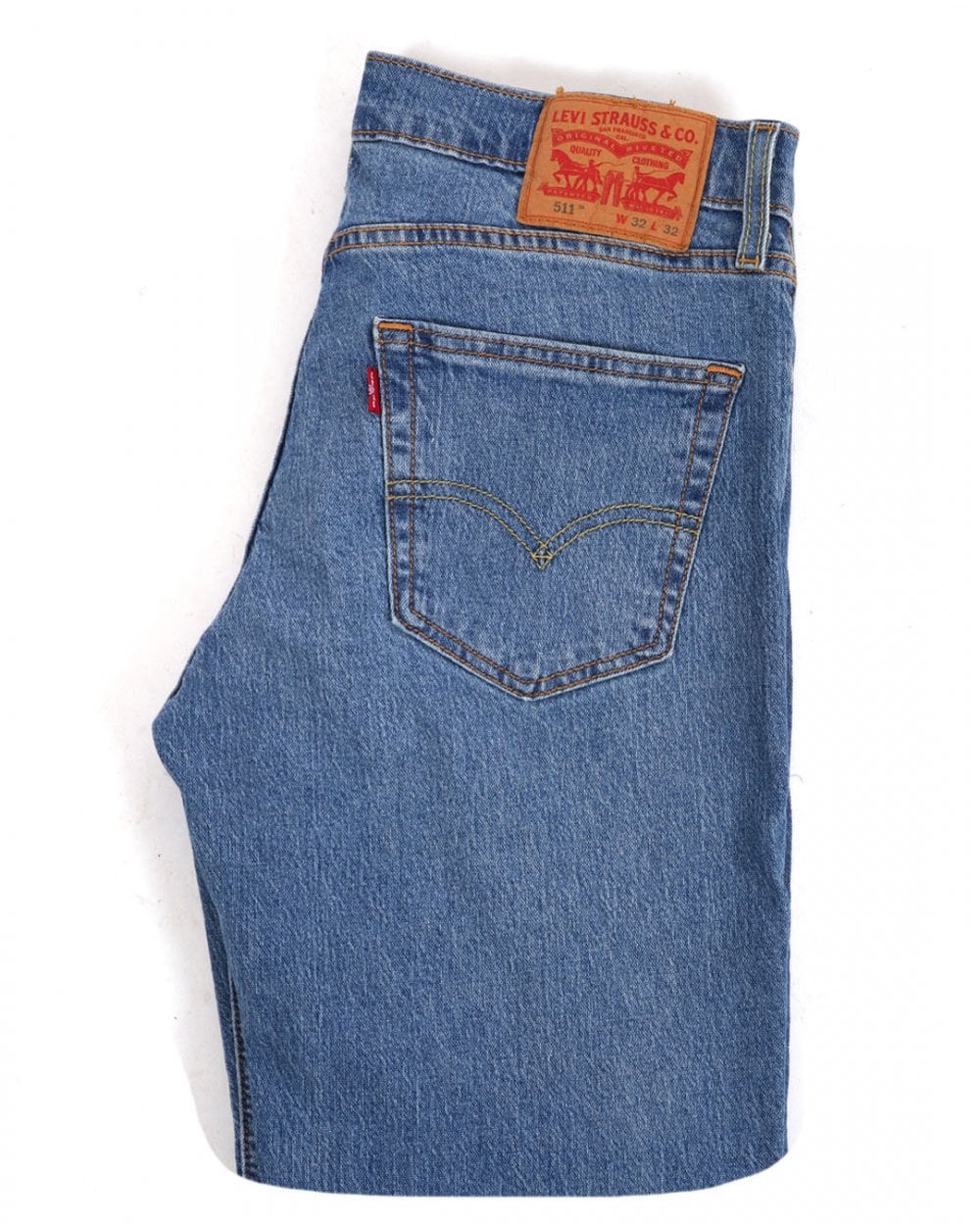 Levi's – 511 – Slim Fit-Jeans in mittlerem Indigoblau mit Used-Effekt