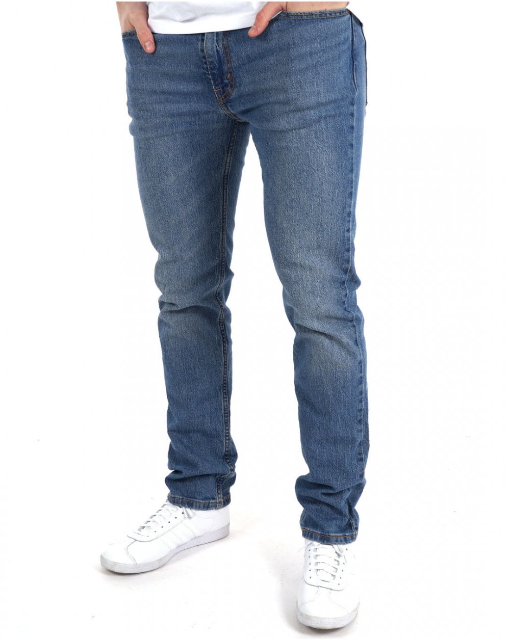 Levi's – 511 – Slim Fit-Jeans in mittlerem Indigoblau mit Used-Effekt