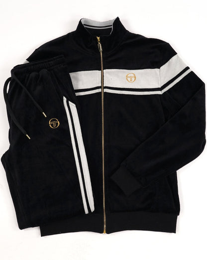 Sergio Tacchini Masters Velours-Trainingsjacke Schwarz – Nebelgrau