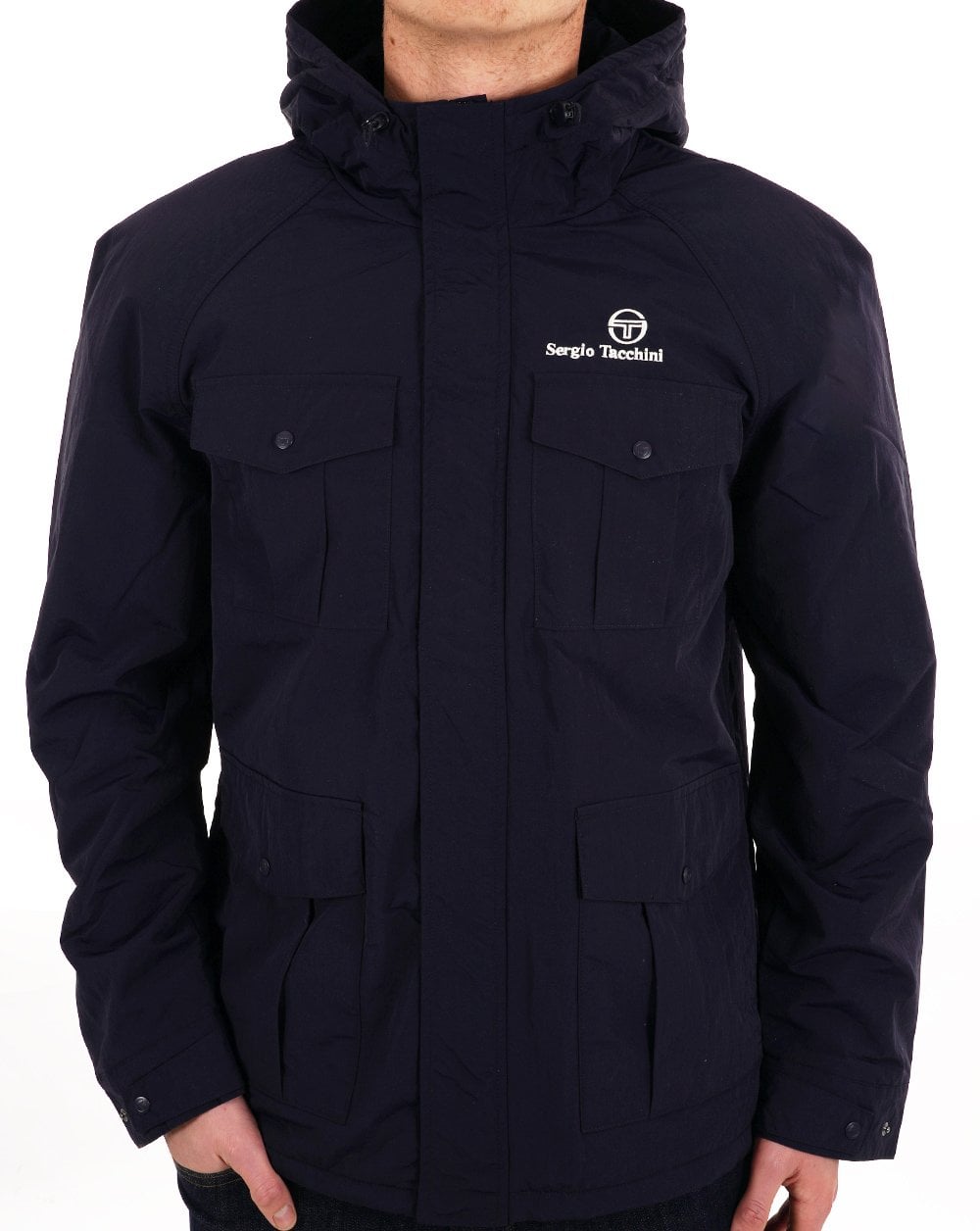 Sergio Tacchini – Gefütterte Taschenjacke in Marineblau