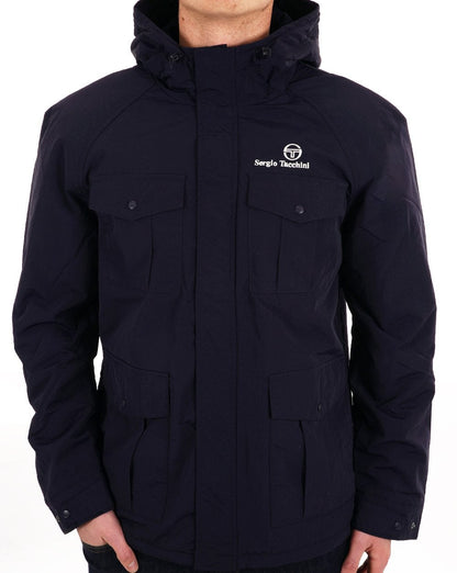 Sergio Tacchini – Gefütterte Taschenjacke in Marineblau