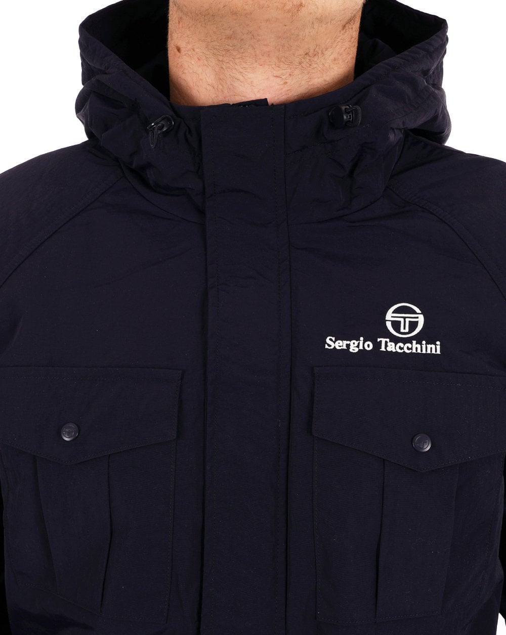 Sergio Tacchini – Gefütterte Taschenjacke in Marineblau