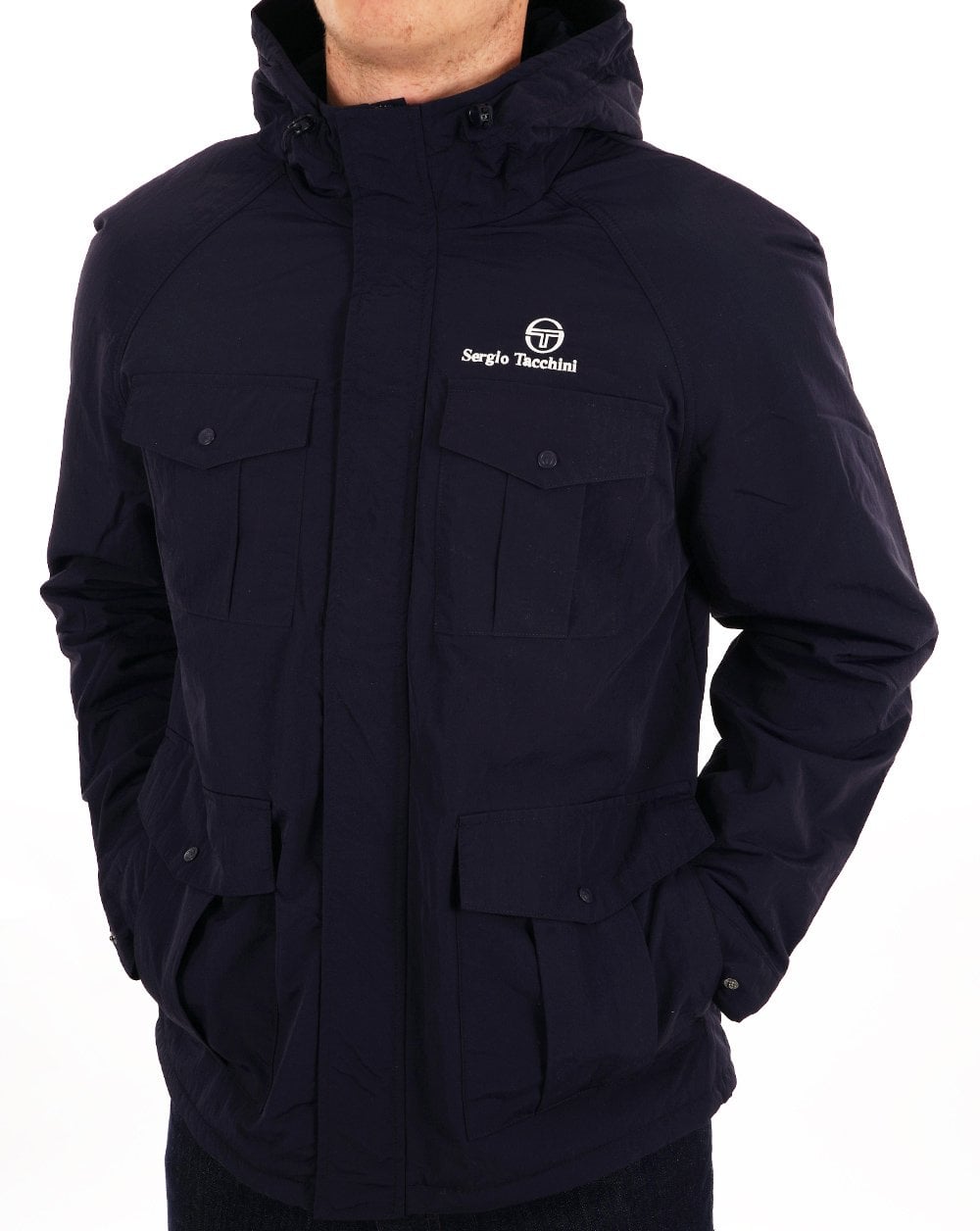 Sergio Tacchini – Gefütterte Taschenjacke in Marineblau