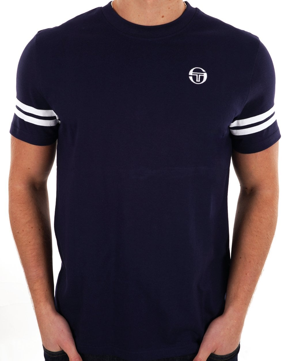 Sergio Tacchini 2-Streifen-T-Shirt Marineblau / Weiß