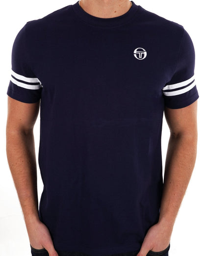 Sergio Tacchini 2-Streifen-T-Shirt Marineblau / Weiß