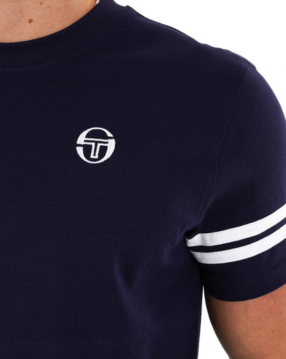 Sergio Tacchini 2-Streifen-T-Shirt Marineblau / Weiß