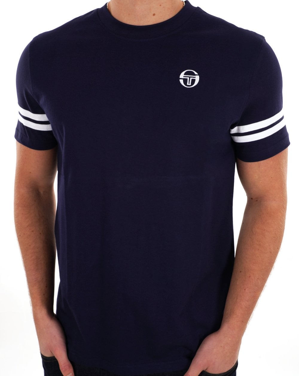 Sergio Tacchini 2-Streifen-T-Shirt Marineblau / Weiß