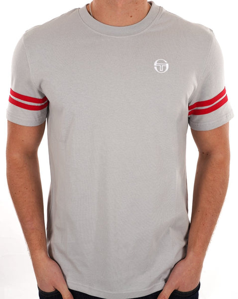 Sergio Tacchini 2 Stripe T Shirt Grey -Red
