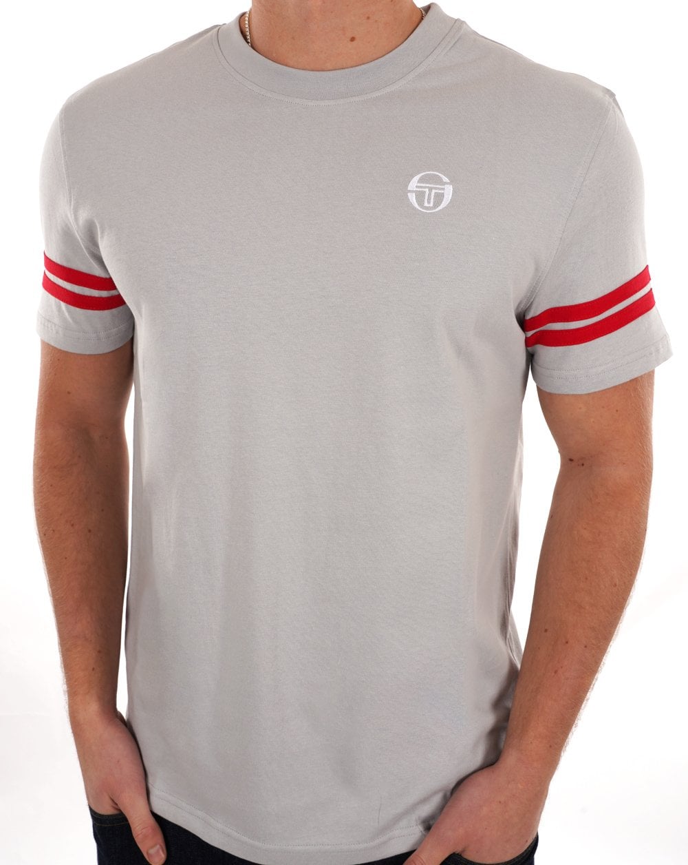 Sergio Tacchini 2-Streifen-T-Shirt Grau-Rot