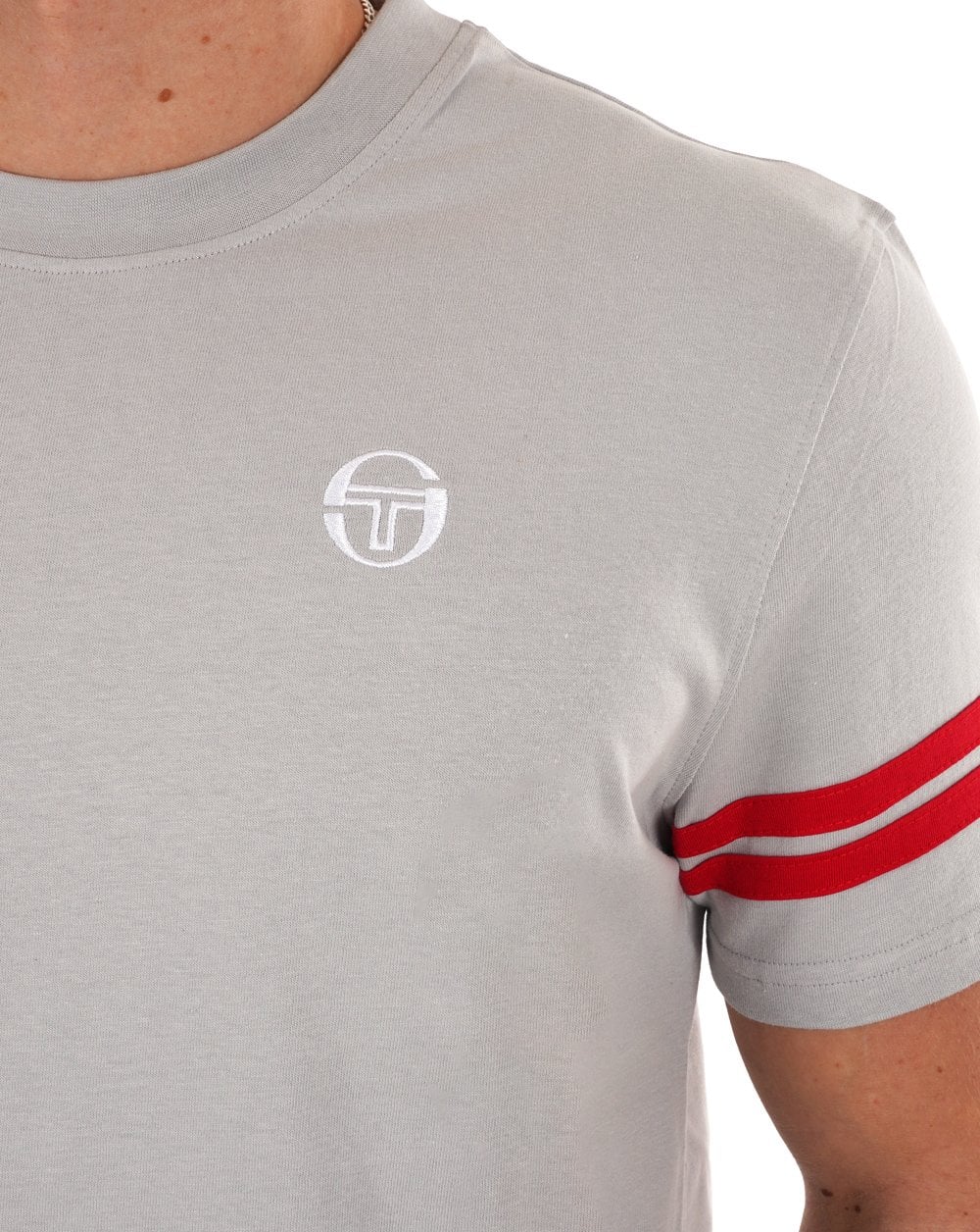 Sergio Tacchini 2-Streifen-T-Shirt Grau-Rot