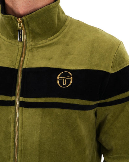 Sergio Tacchini Masters Velours-Trainingsjacke Khaki/Schwarz