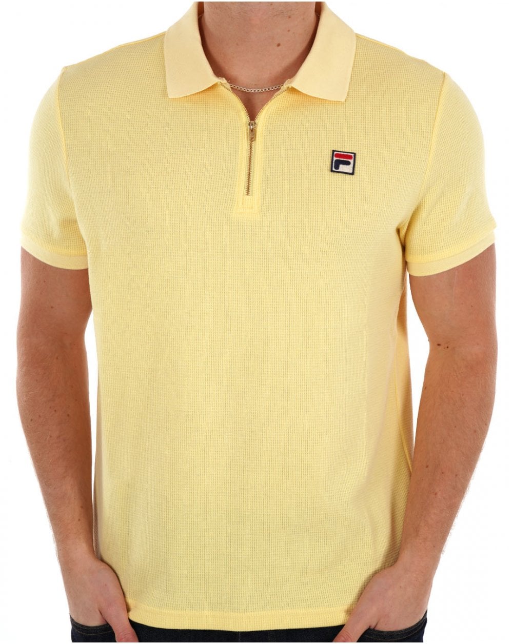 Fila Vintage Benjamin Waffle Zip Polo Hellgelb