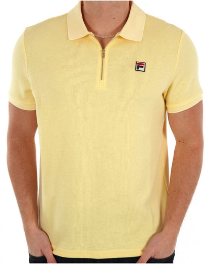 Fila Vintage Benjamin Waffle Zip Polo Hellgelb