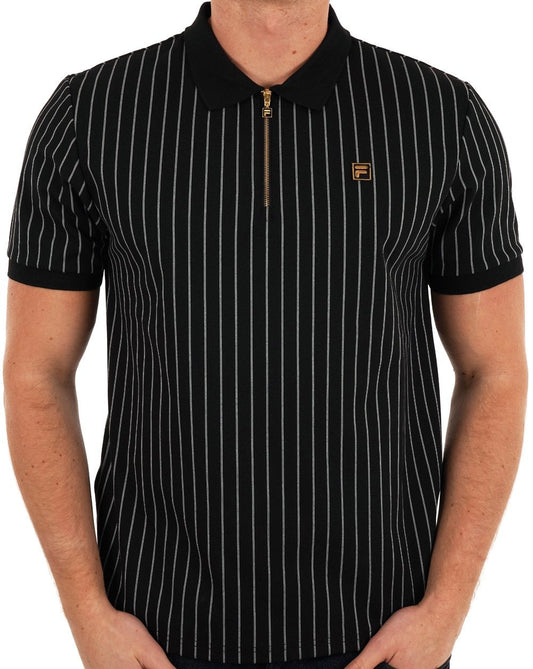 Fila Gold Fila Gold Patton Stripe Polo Schwarz/Reiher