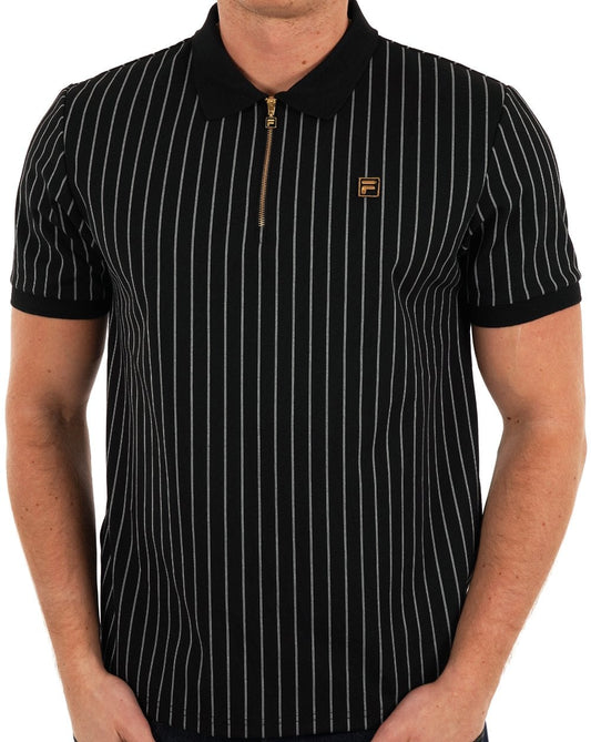 Fila Gold Fila Gold Patton Stripe Polo Schwarz/Reiher
