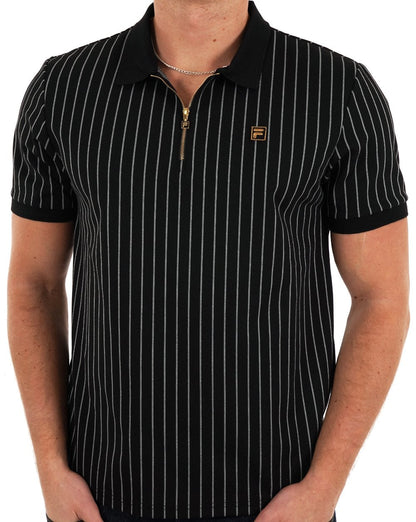 Fila Gold Patton Stripe Polo Schwarz/Reiher