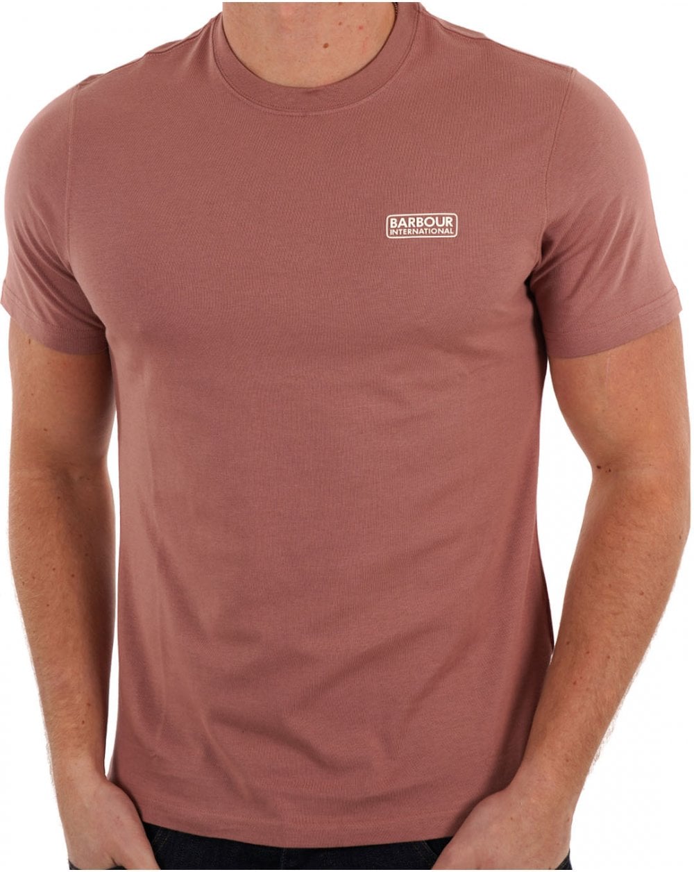 Barbour International – T-Shirt mit kleinem Logo in Vintage-Rosa